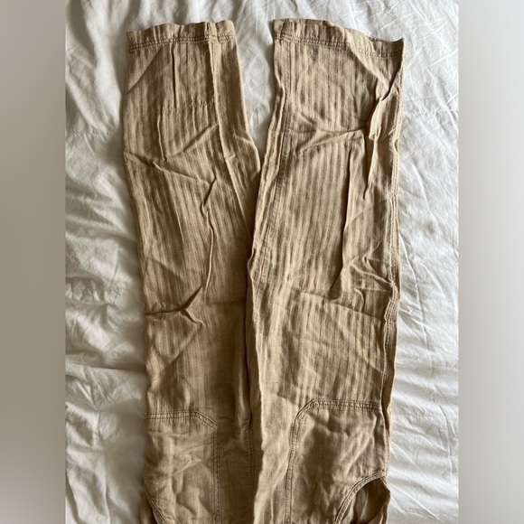 Free People Tan Linen Tie String Overalls [Sz. XS] - Picture 5 of 6